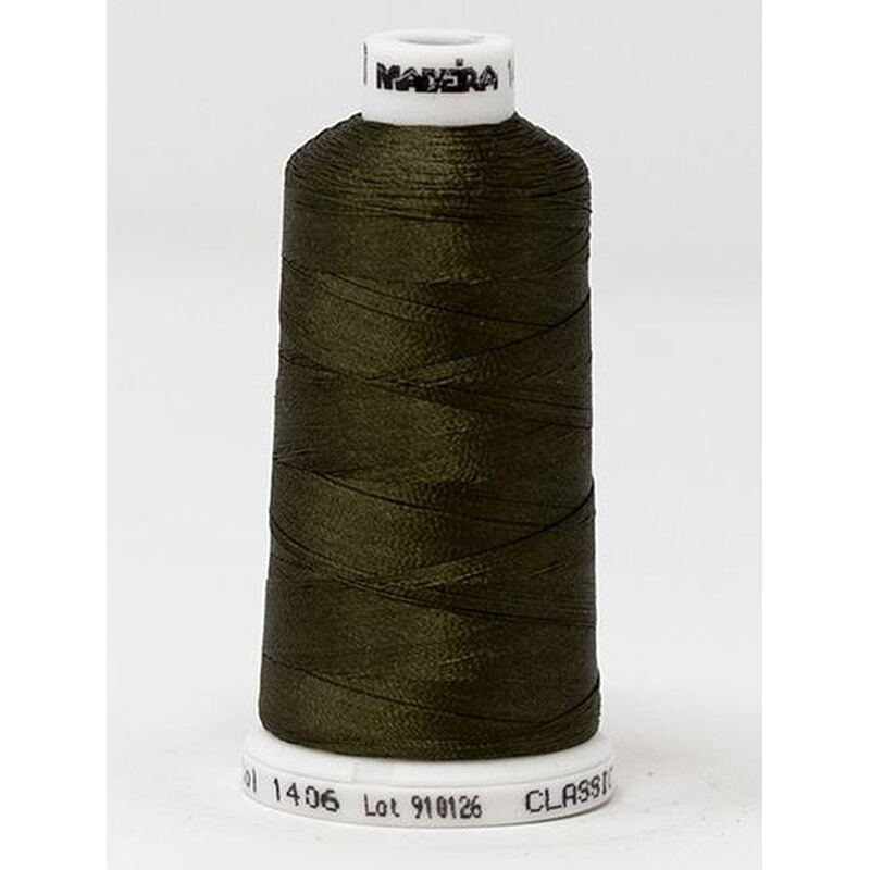 Madeira Classic Rayon 40, #1406 DARK CAMO GREEN 1000m Embroidery Thread