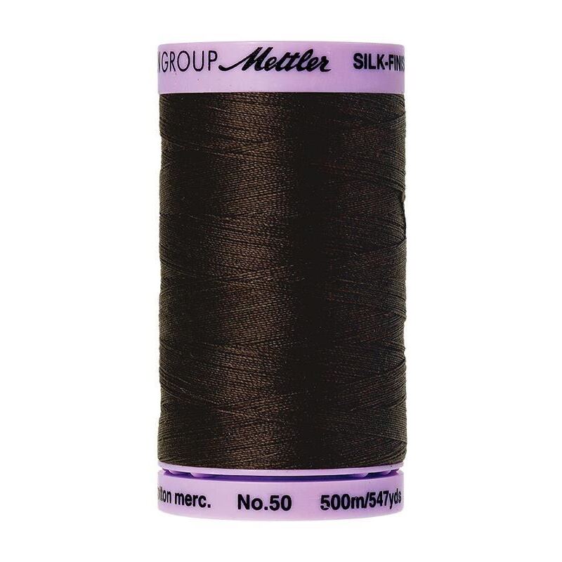 Mettler Silk-finish Cotton 50, #1002 VERY DARK BROWN 500m Thread (Old #0712 & #0745)