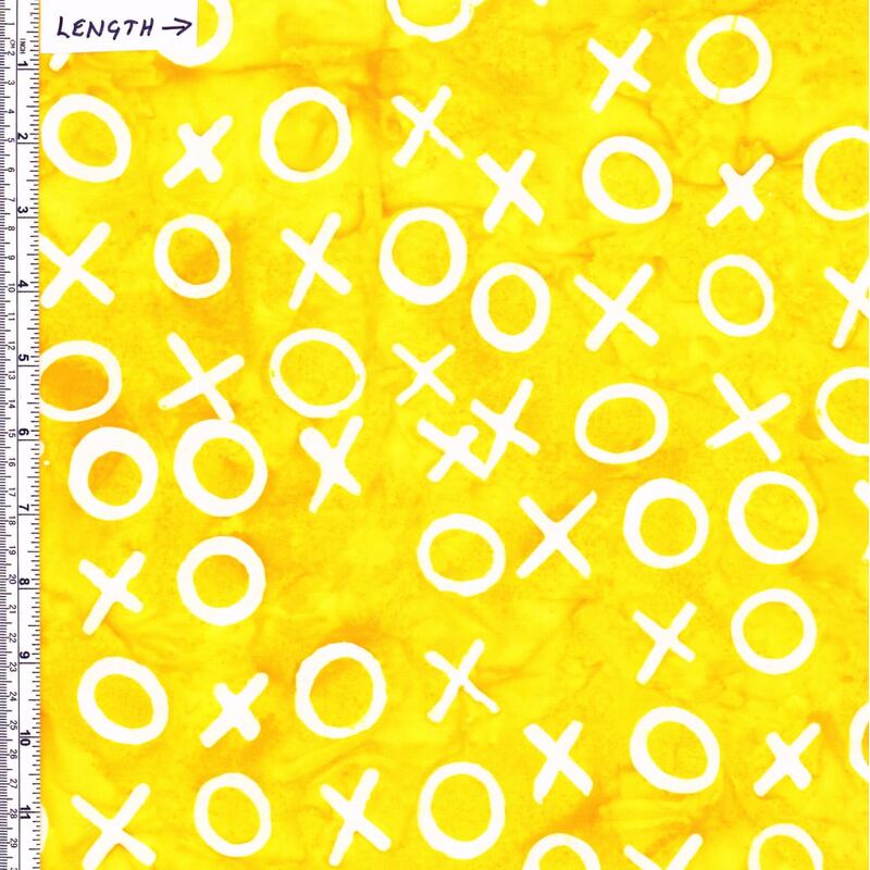 Batik Australia BA1287 Noughts & Crosses White/Yellow 110cm Wide Cotton Fabric