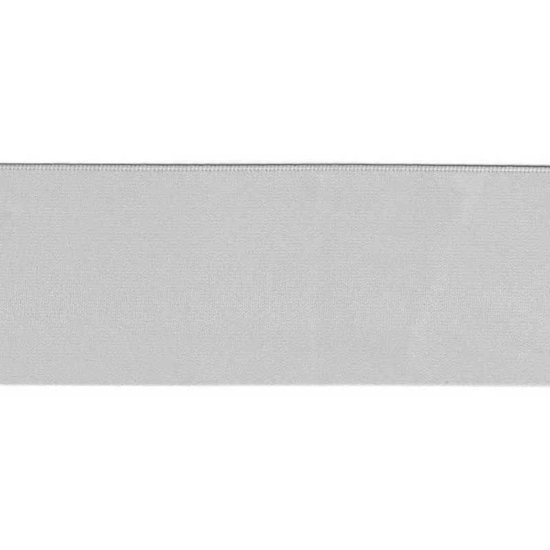 SILVER 50mm (Folded) Woven Edge Satin Blanket Binding By The Metre