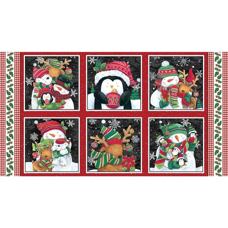 Black Christmas Set of 6 Blocks, Feeling Frosty, Cotton Fabric