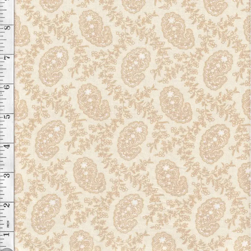 Beige Small Paisley Cream & Sugar VII Cotton Fabric 110cm wide