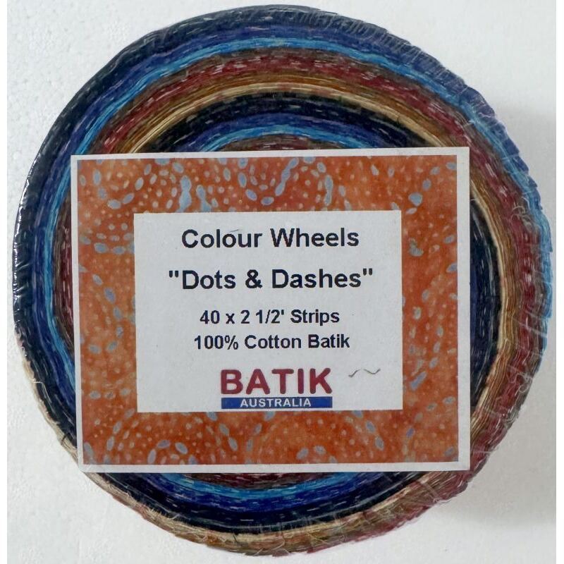 Batik Australia Dots & Dashes Colour Wheel Jelly Roll, 40 x 2 1/2" Strips