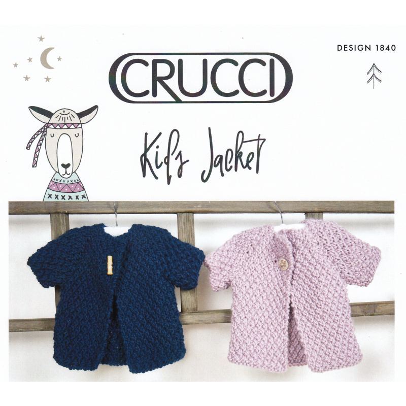 Kids Jacket Crucci Knitting Pattern 1840 for 18 Ply Yarns