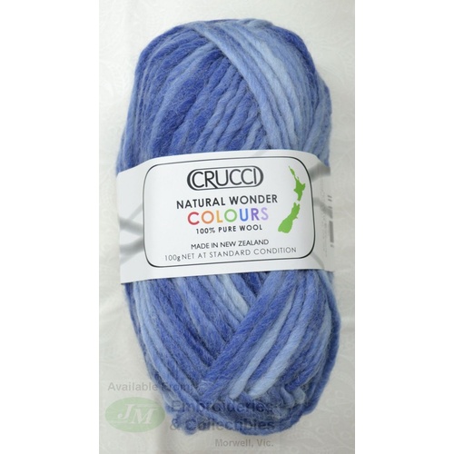 Crucci Natural Wonder Colours Knitting Yarn, Pure Wool, 18 Ply, 100g Ball #56 DENIM