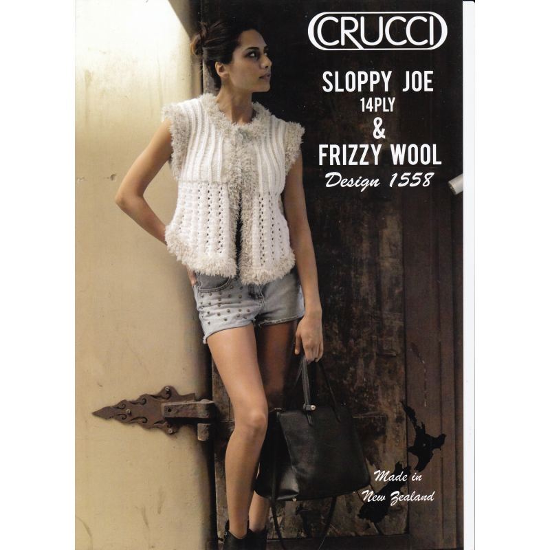 Cropped Vest Crucci Knitting Pattern 1558 for 14 Ply Yarn