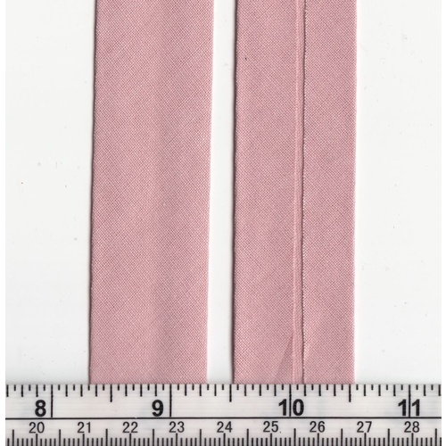 Cotton Bias Binding, 25mm Single Folded, DUSTY PINK (NEW ROSE) Per 20 Metre Roll