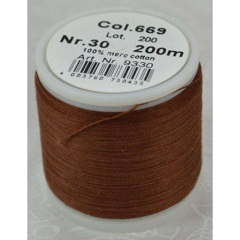 Madeira Cotona 30, 200m Embroidery & Quilting Thread Colour 669 Brown