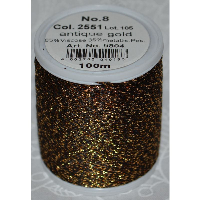 Madeira Glamour 8 Thread #2551 ANTIQUE GOLD, 100m Embroidery, Crochet