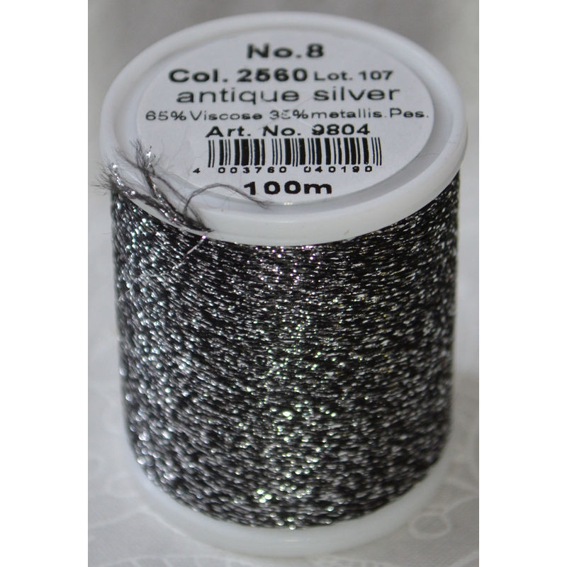 Madeira Glamour 8 Thread #2560 ANTIQUE SILVER, 100m Embroidery, Crochet