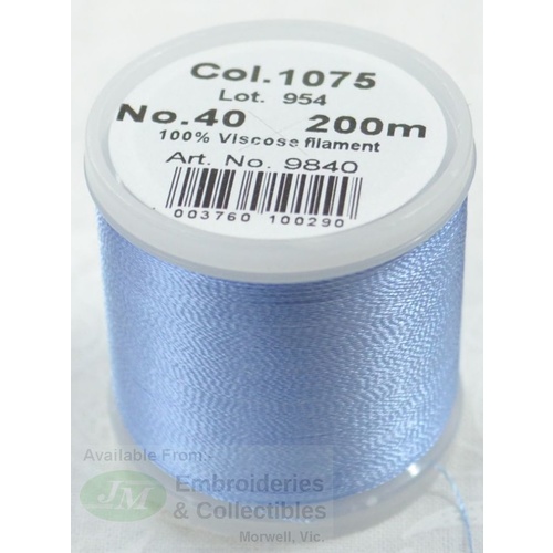 Madeira Rayon 40 #1075 PERIWINKLE BLUE 200m Machine Embroidery Thread