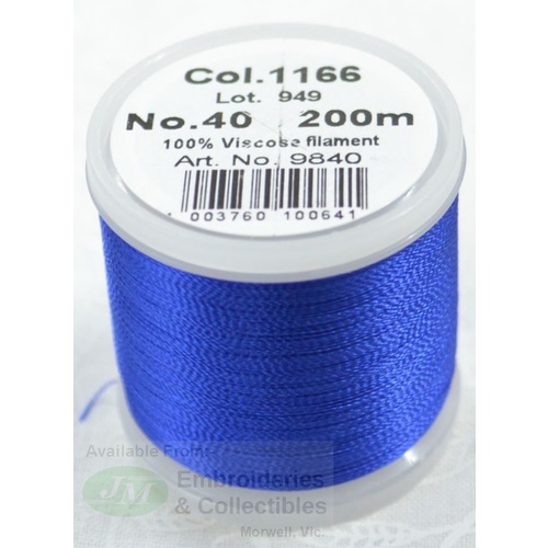 Madeira Rayon 40 #1166 BRIGHT NAVY 200m Machine Embroidery Thread