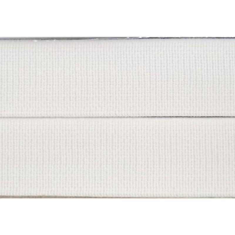 WHITE 25mm Heavy Woven (High Density) Non-Roll Elastic, Per Metre