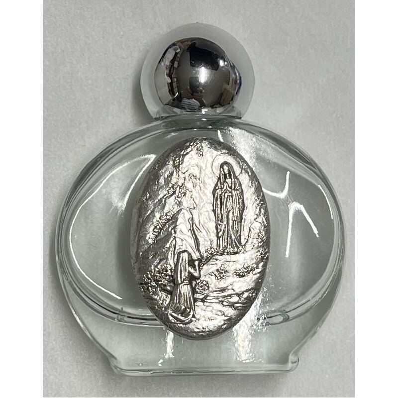 Glass Holy Water Bottle, Our Lady Of Lourdes, 45 x 55mm, Empty (no water)
