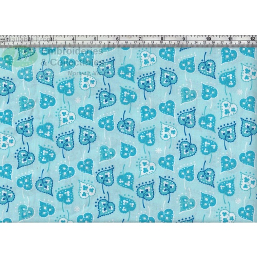 Sugar Garden Garden Leaf Dot, BLUE, Cotton Fabric 110cm Wide Per 50cm