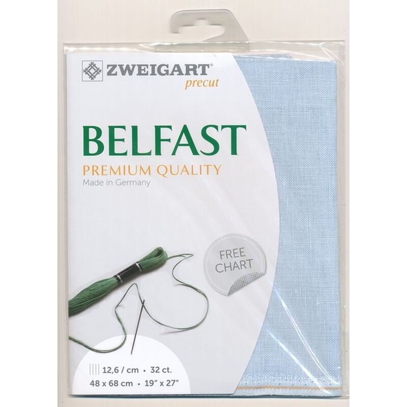 Zweigart Precut Belfast 3609.562 Linen Ice Blue, 32Ct/12.6St, 48 x 68cm