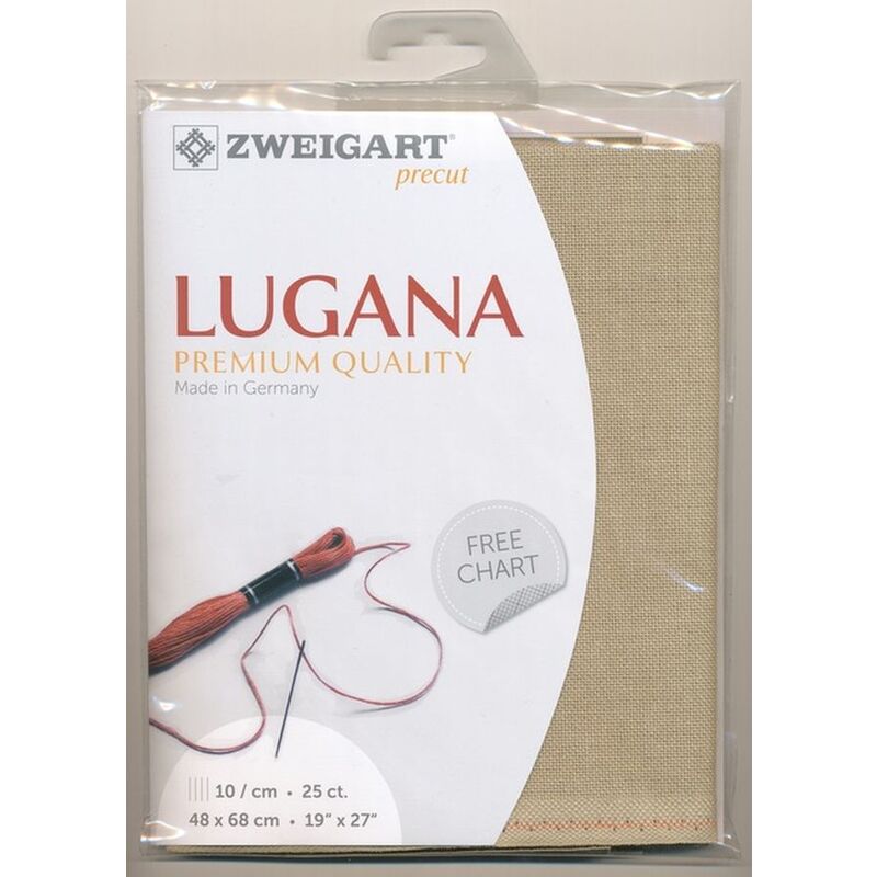 Zweigart Precut Lugana 3835, 25Ct/10St 48x68cm Cott/Visc 52/48 Light Mocha