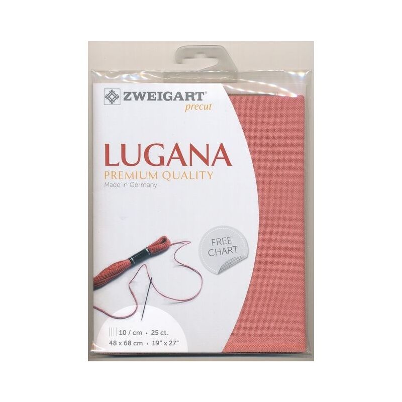 Zweigart Precut Lugana 3835, 25Ct/10St 48x68cm Cott/Visc 52/48 French Pink