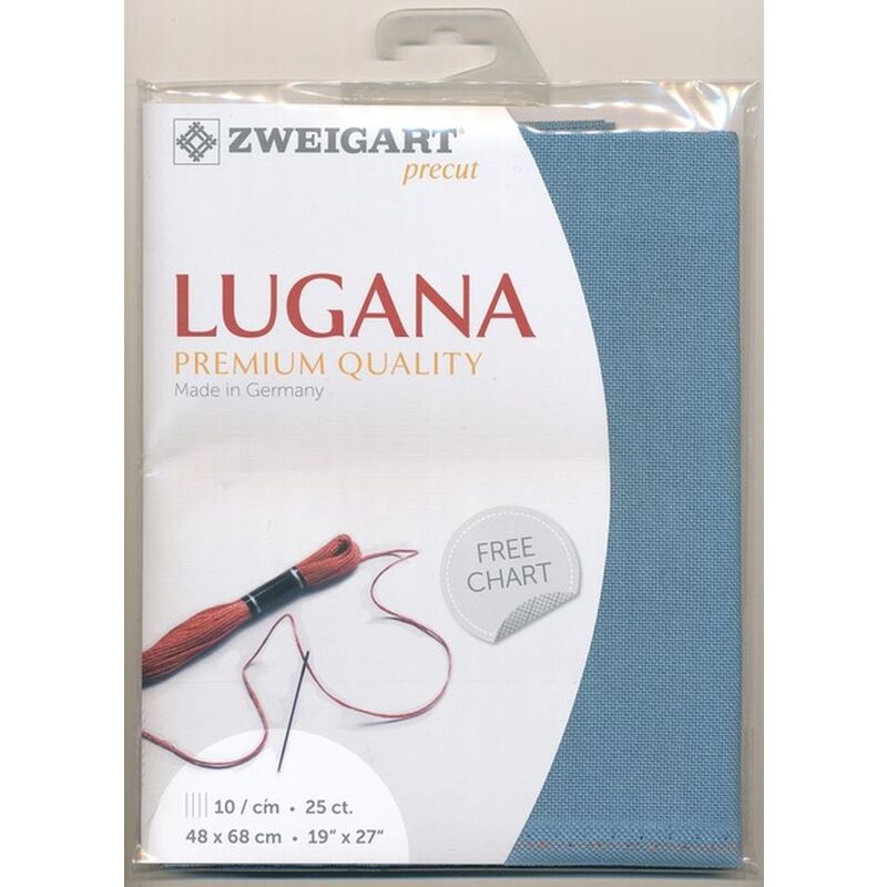 Zweigart Precut Lugana 3835, 25Ct/10St 48x68cm Cott/Visc 52/48 Steel Blue