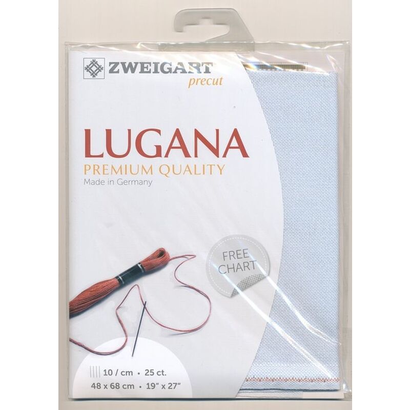 Zweigart Precut Lugana 3835, 25Ct/10St 48x68cm Cott/Visc 52/48 Pastel Blue