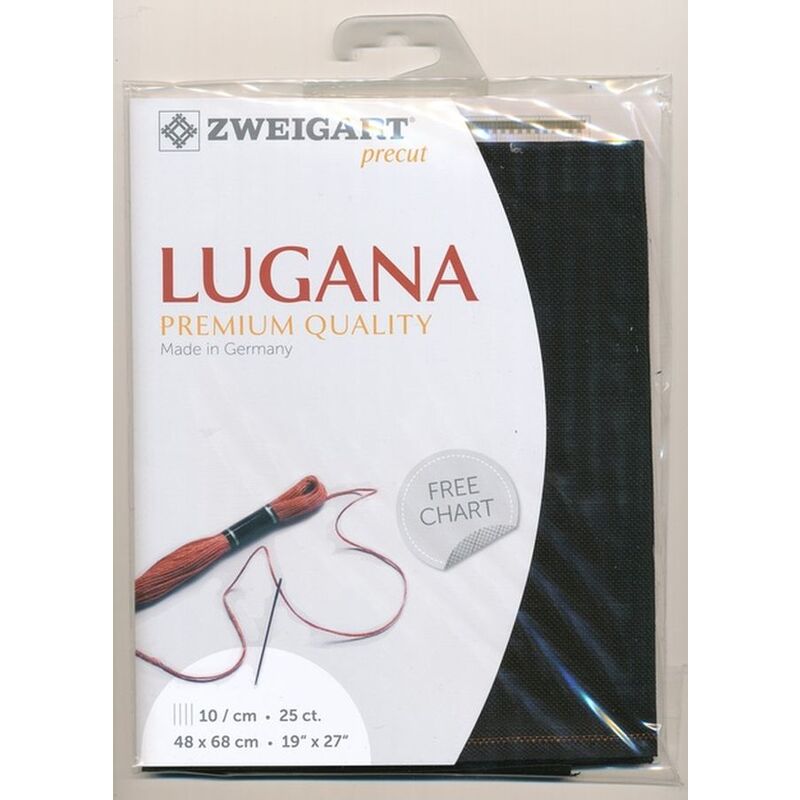 Zweigart Precut Lugana 3835, 25Ct/10St 48x68cm Cott/Visc 52/48 Black