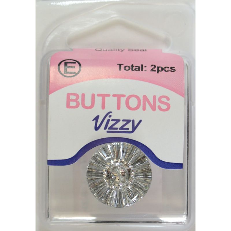 Hemline / Vizzy Precious Heart Buttons (Style 35), 2 Hole, 18mm, Pack of 2, CLEAR