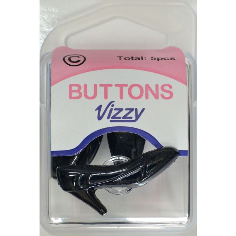 Vizzy Novelty Buttons, Stiletto Style, Shanked, NAVY, Pack of 5 Buttons 35mm x 15mm