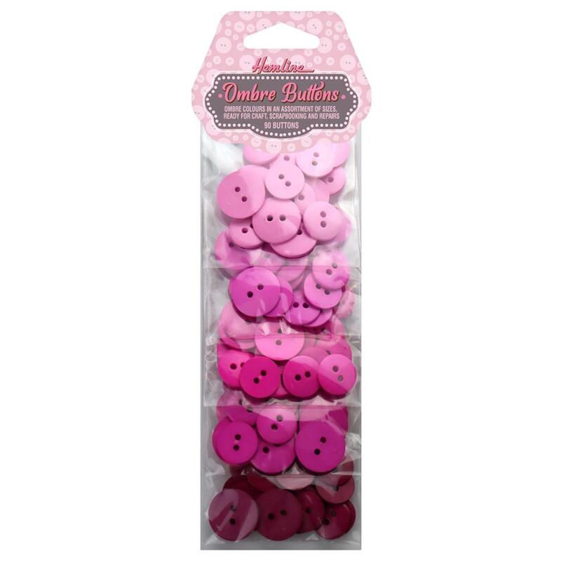 Ombre Buttons, Shades Of PINK, 90 buttons per pack