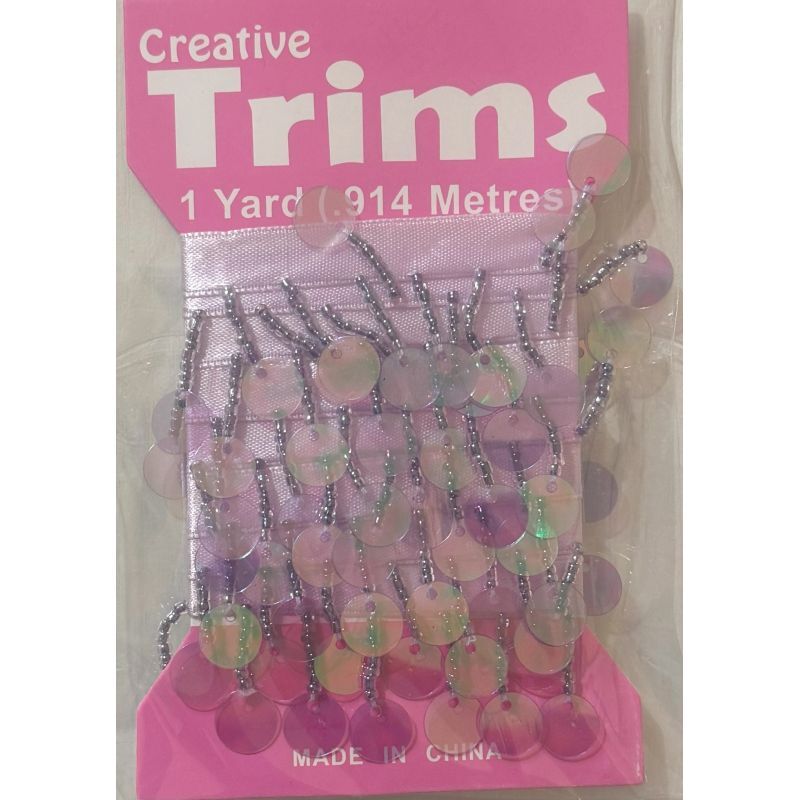 Creative Trims LILAC AB Circle Drop Trim, 1 Yard Pack (Final Stock)