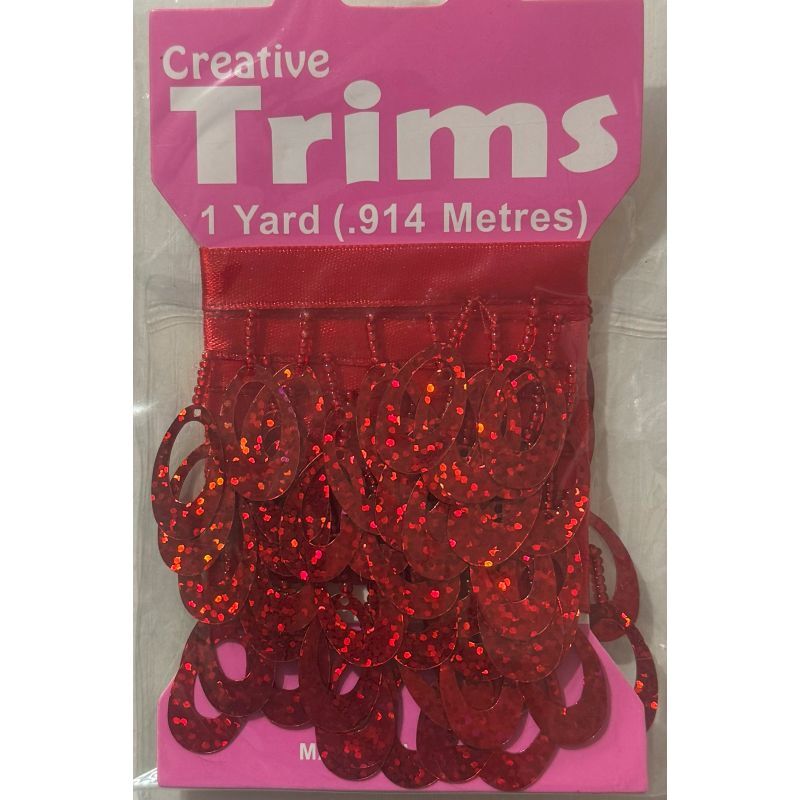 Creative Trims RED Laser Egg Shape Drop Trim, 1 Yard Pack (Final Stock)