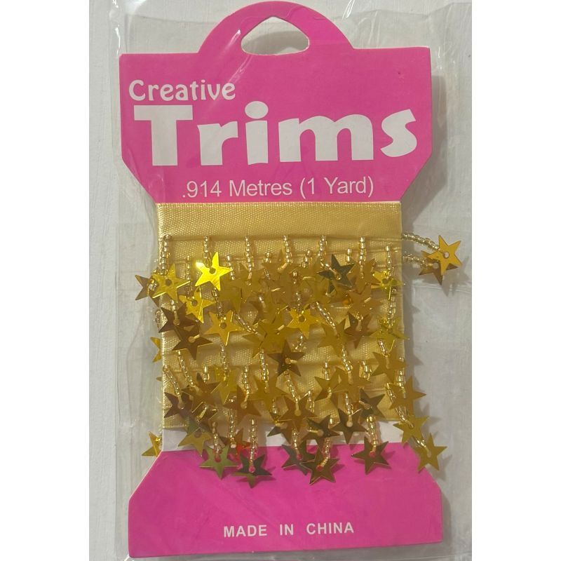 Creative Trims GOLD Star Shape Drop Trim, 1 Yard Pack (Final Stock)