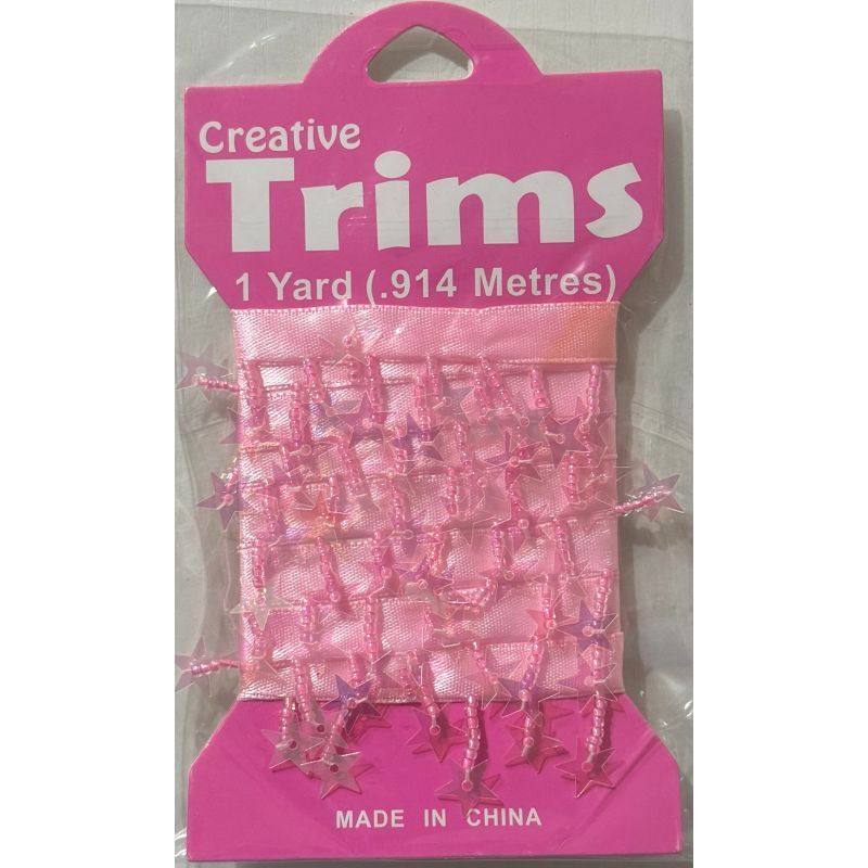 Creative Trims PINK Star Shape Drop Trim, 1 Yard Pack (Final Stock)