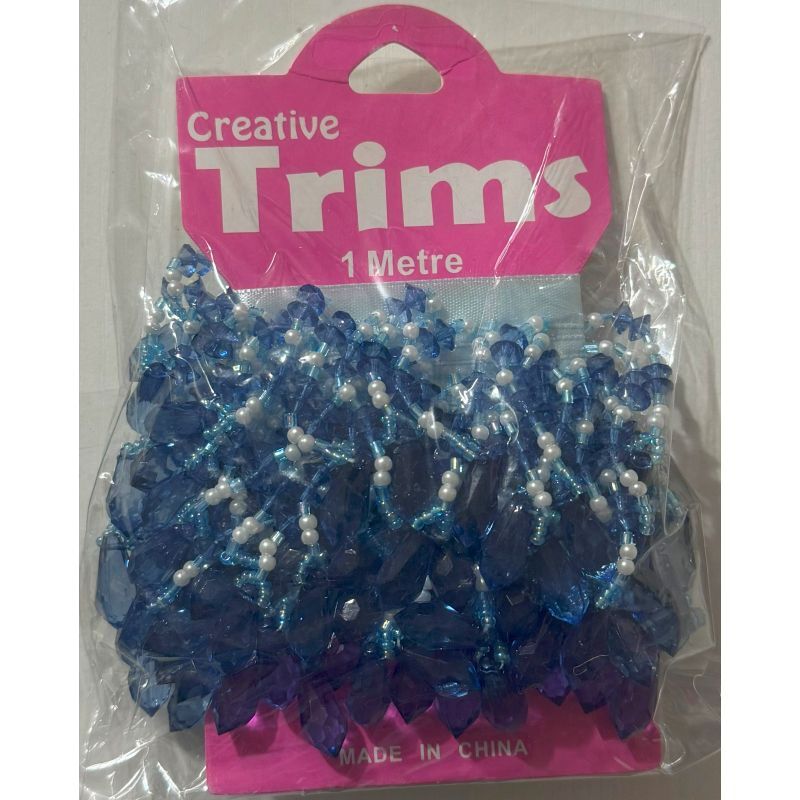 Creative Trims BLUE Elongated Drop, 1 Metre Pack (Final Stock)