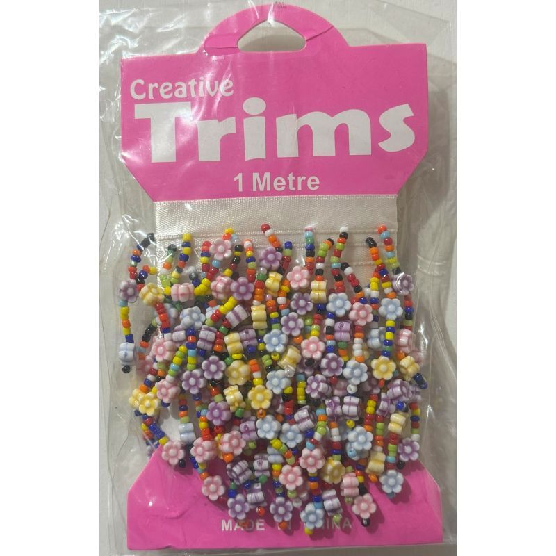 Creative Trims MULTI COLOUR Multi Bead Drop Trim, 1 Metre Pack (Final Stock)