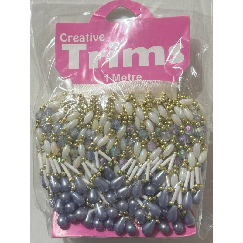 Creative Trims BLUE Elongated RL Drop, 1 Metre Pack (Final Stock)