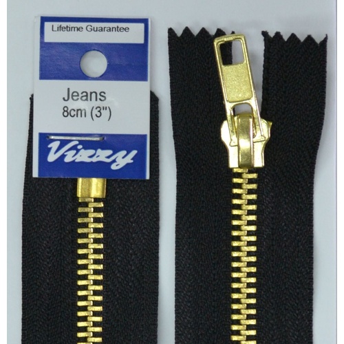 Vizzy Jeans Zip 8cm (3") Colour #02 BLACK