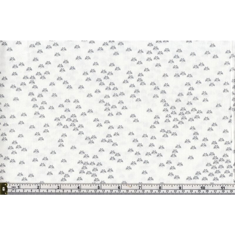 Cotton Fabric Style 8098 Colour 319 Metallic Silver Butterflies White 110cm Wide Per 50cm