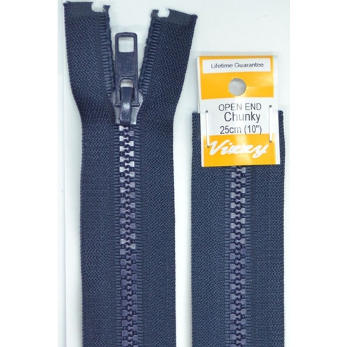 Vizzy Chunky Open End Zip 25cm, Colour 58 NAVY