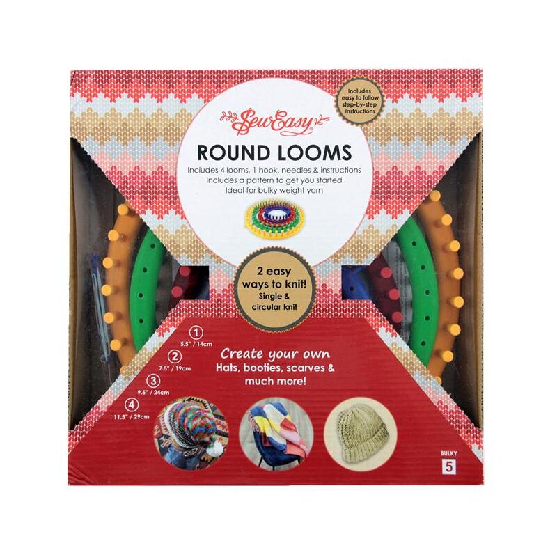 Sew Easy Round Knitting Loom KCN021, 4 Round Looms