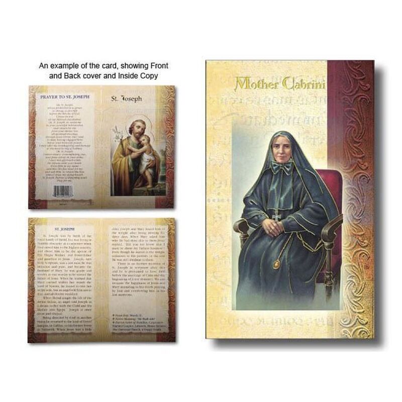 Mother Cabrini Biography Card 80 x 135mm Folded, Gold Foiled