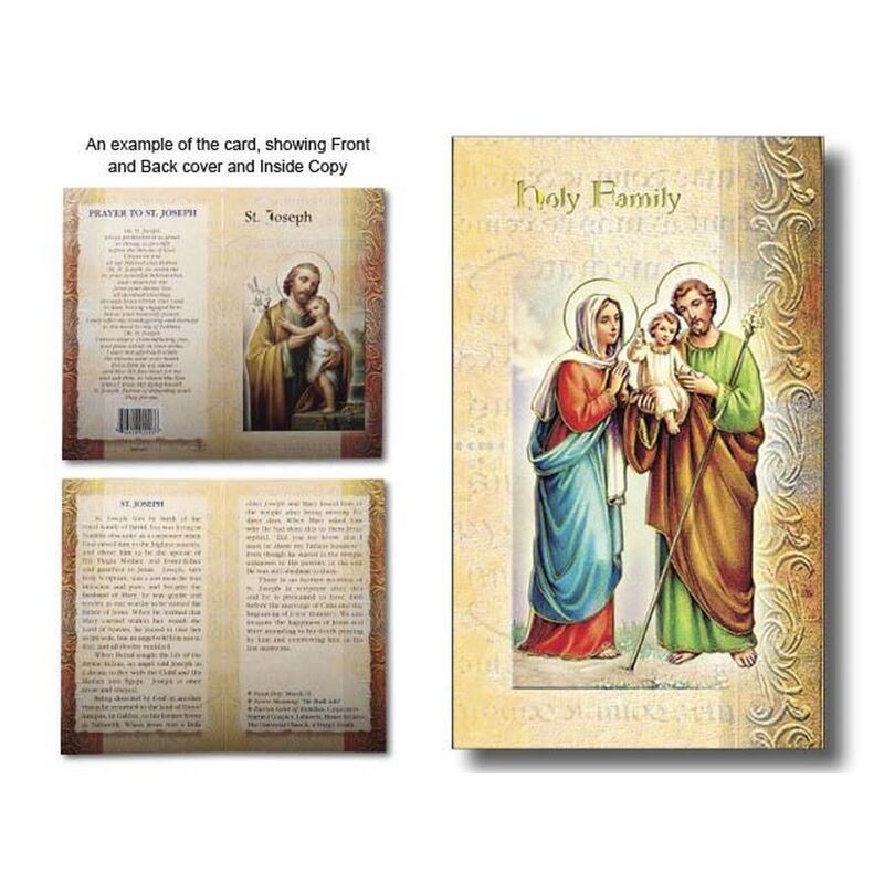 Holy Family Biography Card 80 x 135mm Folded, Gold Foiled