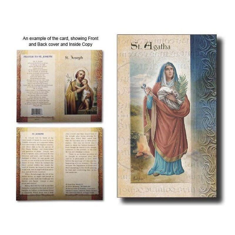 Saint Agatha Biography Card 80 x 135mm Folded, Gold Foiled (F5400)