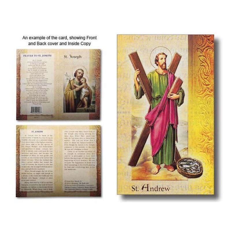 Saint Andrew the Apostle Biography Card 80 x 135mm Folded, Gold Foiled (F5404)