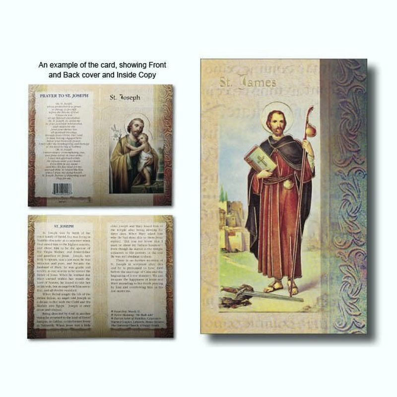 Saint James the Apostle Biography Card 80 x 135mm Folded, Gold Foiled