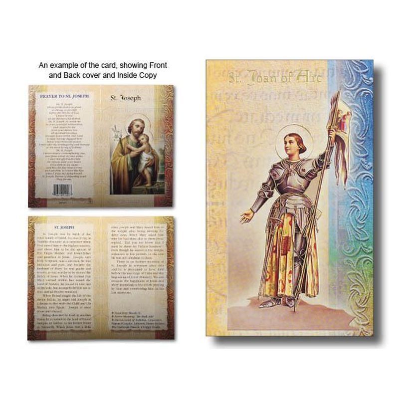 Saint Joan of Arc Biography Card 80 x 135mm Folded, Gold Foiled