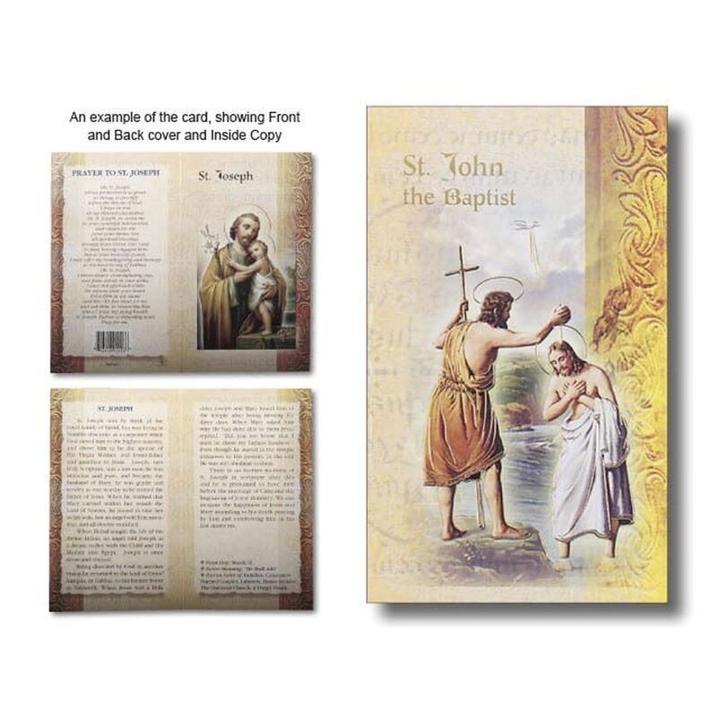 Saint John the Baptist Biography Card 80 x 135mm Folded, Gold Foiled