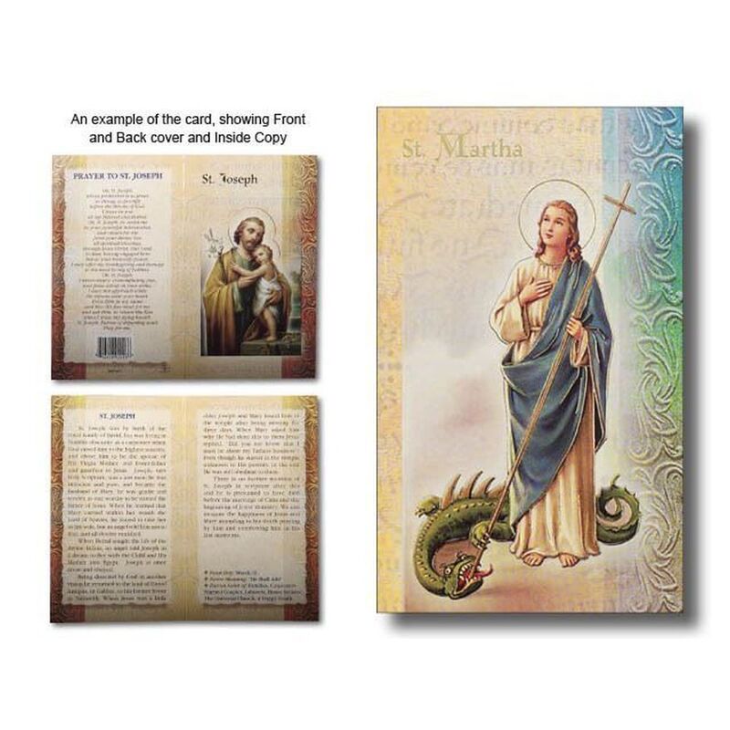 Saint Martha Biography Card 80 x 135mm Folded, Gold Foiled