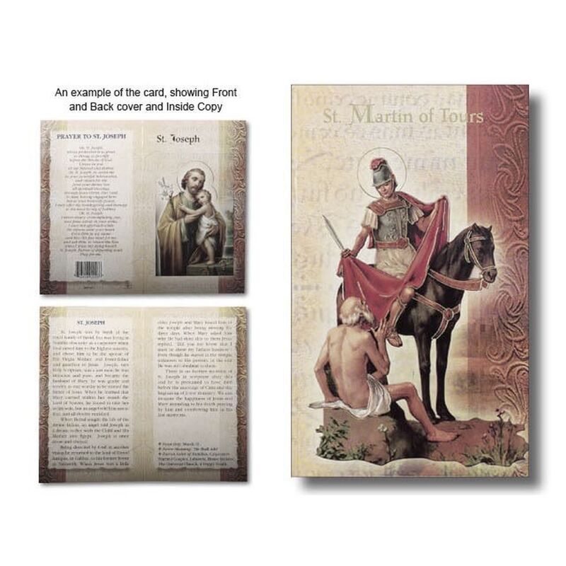 Saint Martin of Tours Biography Card 80 x 135mm Folded, Gold Foiled