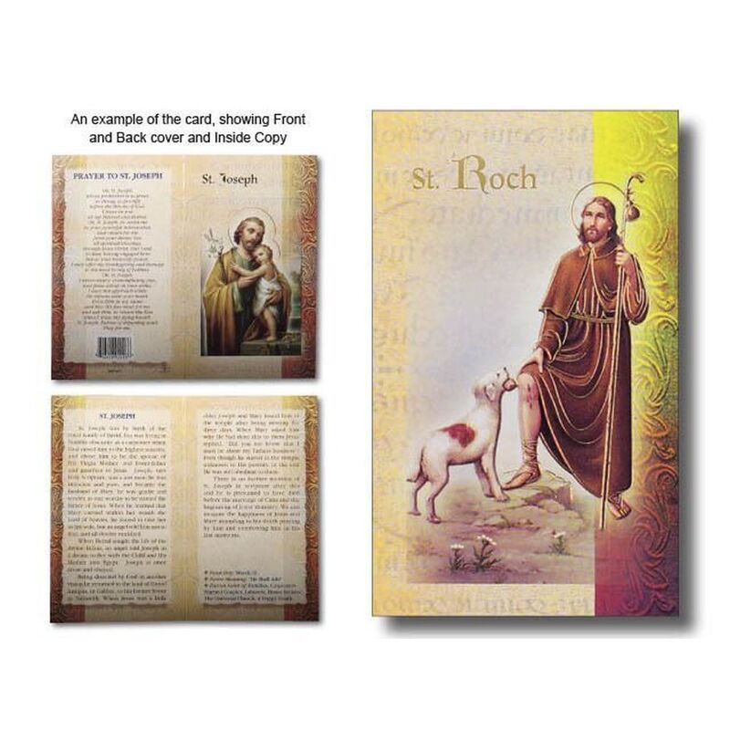 Saint Roch Biography Card 80 x 135mm Folded, Gold Foiled