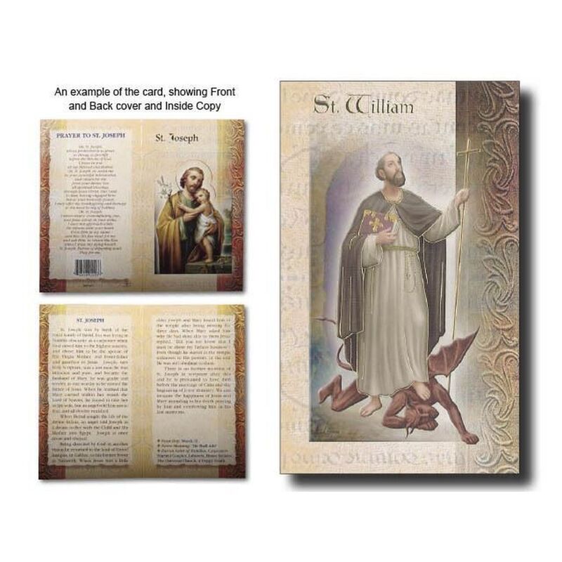 Saint William Biography Card 80 x 135mm Folded, Gold Foiled (F5564)